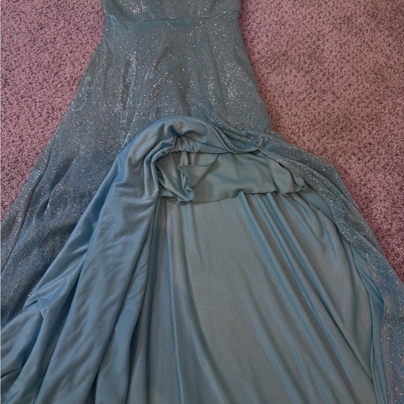 B Darlin Aqua Glitter Formal Gown | Holiday Party • Prom Winter Wedding Size 1/2 - Picture 6 of 12